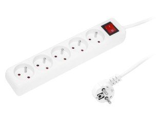 98-739# Przedłużacz sieciowy pr-570wsp 5-gniazd z uziemieniem+wyłącznik 5m biały (3x1,5mm) Blow