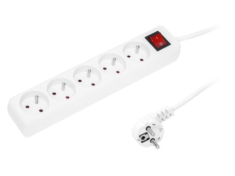 98-739# Przedłużacz sieciowy pr-570wsp 5-gniazd z uziemieniem+wyłącznik 5m biały (3x1,5mm) Blow