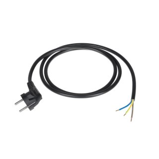 Przewód zasilający 3x1,5mm czarny 3m z wtyczką kątową LP