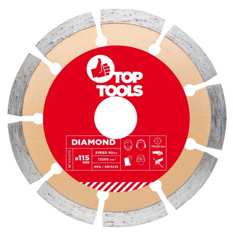 Tarcza diamentowa 115 x 22.2 mm, segmentowa Top Tools