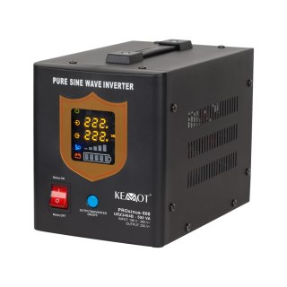Zasilacz awaryjny KEMOT PROsinus-500 przetwornica z czystym przebiegiem sinusoidalnym i funkcją ładowania 12V 230V 500VA/300W -  Kemot