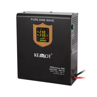 Zasilacz awaryjny naścienny KEMOT PROsinus-500 przetwornica z czystym przebiegiem sinusoidalnym i funkcją ładowania 12V 230V 5 Kemot