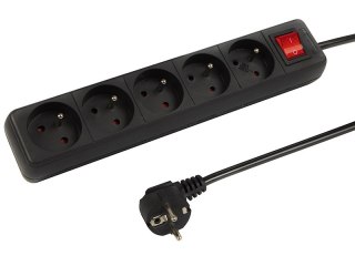 98-747# Przedłużacz sieciowy pr-570wsp 5-gniazd z uziemieniem+wyłącznik 3m czarny (3x1,5mm) Blow