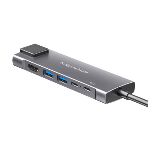 Adapter (HUB) USB typu C na HDMI/2x USB3.0/2x USB typu C/RJ45 Kruger&Matz