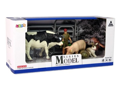 Duży Zestaw Figurek Farma Wieś Krowa Świnia Zając Sęp LEAN TOYS