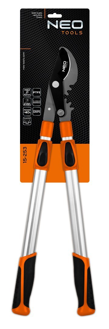 Sekator do gałęzi by-pass 665 mm, zakres do 42 mm, przekładnia, teleskopowe uchwyty NEO TOOLS