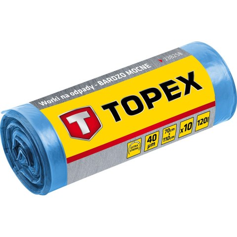 Worki na odpady 120 L, niebieskie, 40 mic TOPEX