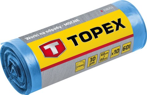 Worki na odpady 120 L, niebieskie, 40 mic TOPEX
