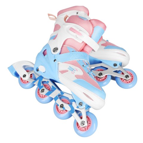NA0189 ZESTAW LED ŁYŻWOROLKI OCHRANIACZE MOONBEAM BIAŁE ROZM. L(39-42) NILS EXTREME