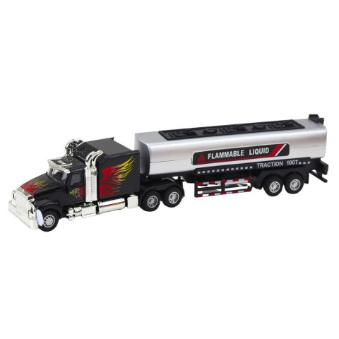 Ciężarówka Cysterna Transport Drewna Napęd Pull-Back Światła Dźwięki 1:36 LEAN TOYS