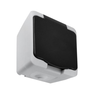 Gniazdo pojedyncze 2P+Z Schuko AQUATIC MINI IP 54 Biało-Czarne, 10 sztuk Orno