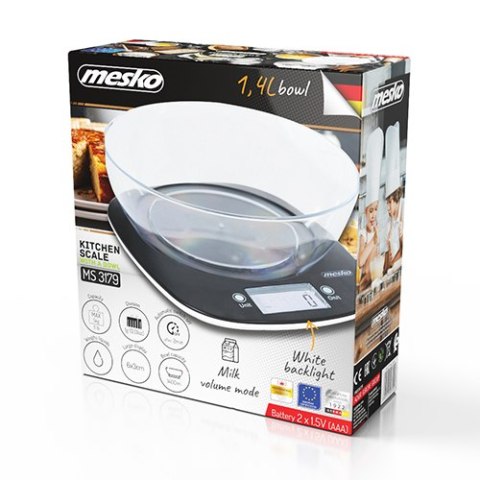 MS 3179 black Waga kuchenna z misą MESKO
