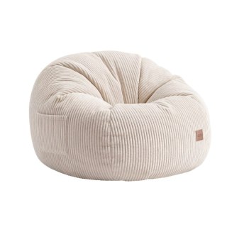 Fotel pufa sztruksowa z podnóżkiem Comfy 3.0 Beige