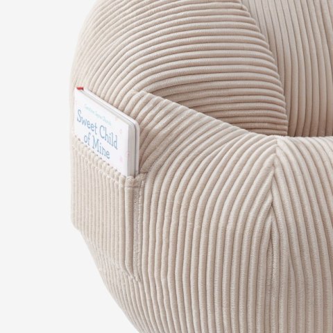 Fotel pufa sztruksowa z podnóżkiem Comfy 3.0 Beige