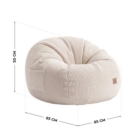 Fotel pufa sztruksowa z podnóżkiem Comfy 3.0 Beige