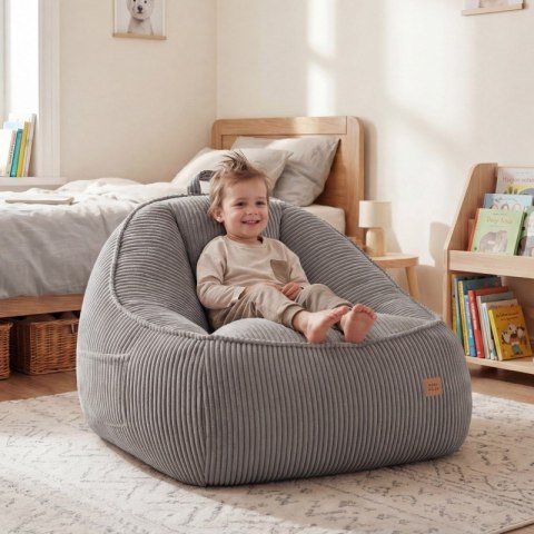 Fotel pufa z oparciem sztruksowa Comfy 4.0 Grey