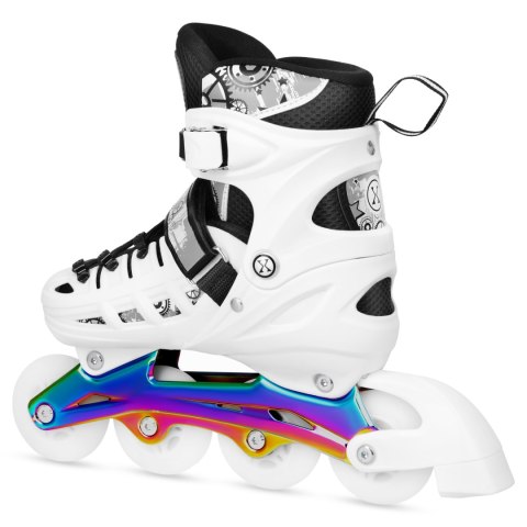 NH10905 4w1 ŁYŻWOROLKI LED BIAŁE Z WYM. PŁOZĄ HOKEJOWĄ RAINBOW ROZM. M(35-38) NILS EXTREME