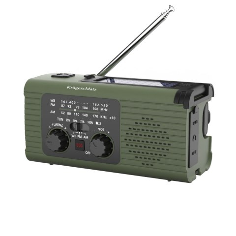 Radio solarne, przenośne radio awaryjne SOS, powerbank 5000mAh, latarka, dynamo, Kruger&Matz Kruger&Matz