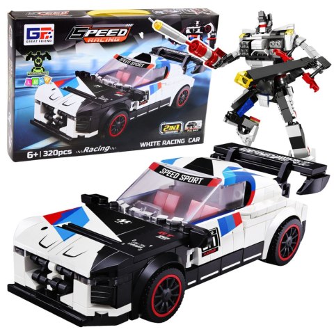 Klocki Konstrukcyjne Samochód Sportowy Robot 2W1 Biały 320 el. LEAN TOYS