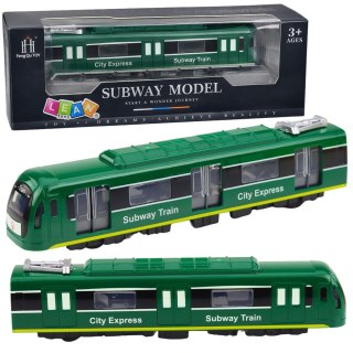 Metro Pociąg City Express Otwierane Drzwi Światła Dźwięki Zielony LEAN TOYS