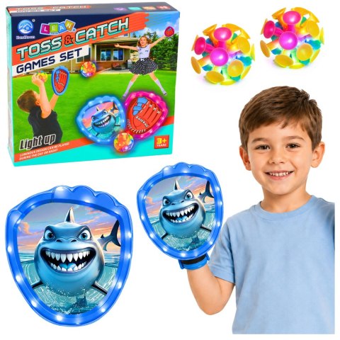 Gra Zręcznościowa Do Rzucania Łapania Paletki Piłeczki Świecące LED Rekin LEAN TOYS