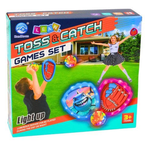 Gra Zręcznościowa Do Rzucania Łapania Paletki Piłeczki Świecące LED Rekin LEAN TOYS