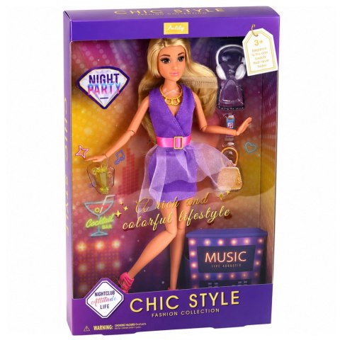 Lalka Anlily Fashion W Fioletowej Sukience Słuchawki Akcesoria Zestaw LEAN TOYS