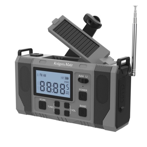 Radio solarne, przenośne radio awaryjne SOS, powerbank 10000mAh, latarka, dynamo, Kruger&Matz Kruger&Matz