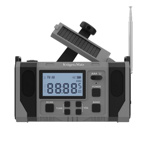 Radio solarne, przenośne radio awaryjne SOS, powerbank 10000mAh, latarka, dynamo, Kruger&Matz Kruger&Matz