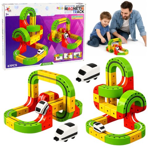 Tor Magnetyczny Z Elektrycznym Pociągiem 3D Kreatywny Konstrukcyjny 67 el. LEAN TOYS