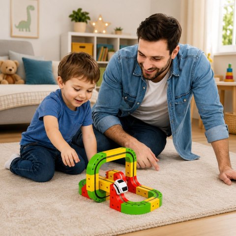 Tor Magnetyczny Z Elektrycznym Pociągiem 3D Kreatywny Konstrukcyjny 67 el. LEAN TOYS