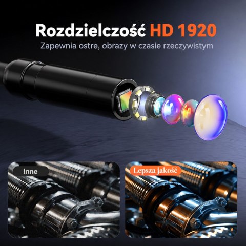 Kamera Przewodowa Inspekcyjna Endoskop 8 Diod LED LCD 4,3'' IP67 LEAN