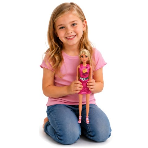 Lalka Anlily w Różowej Sukience Torebka Biżuteria Akcesoria Zestaw LEAN TOYS