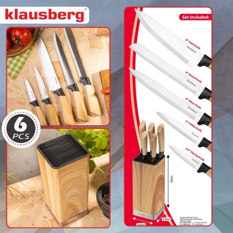 Zestaw noży 6 el. z blokiem, stal nierdzewna, klausberg, kb-9035 Klausberg