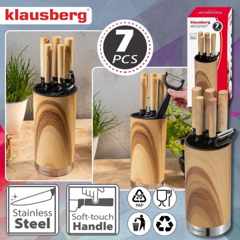 Zestaw noży 7 el. z blokiem, stal nierdzewna, klausberg, kb-9036 Klausberg