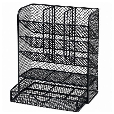 Metalowy Organizer Biurkowy Na Przybory Akcesoria Pisaki Czarny LEAN TOYS