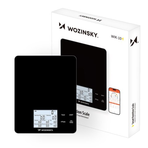 Waga kuchenna inteligentna z wyświetlaczem aplikacją Bluetooth 10 kg - czarna