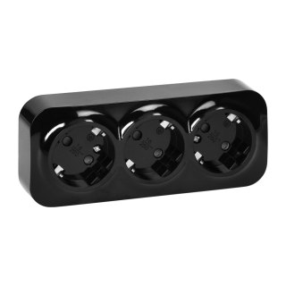 Gniazdo potrójne ToDo 2P+Z Schuko IP20, 16A, 230V AC, czarny Orno