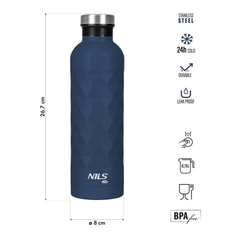 NC3805 BUTELKA TURYSTYCZNA 750ML NIEBIESKA NILS CAMP