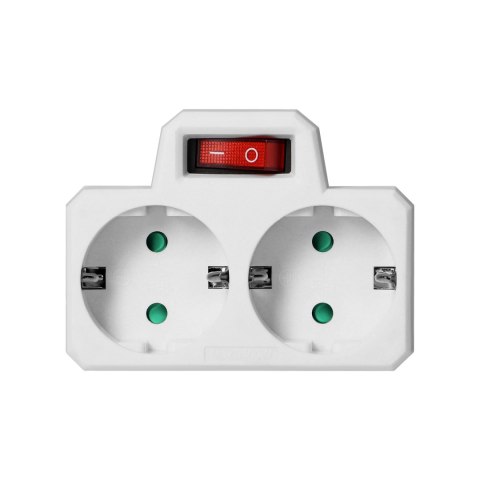 Rozgałęźnik 2x2P+Z (Schuko) z włącznikiem, biały Orno