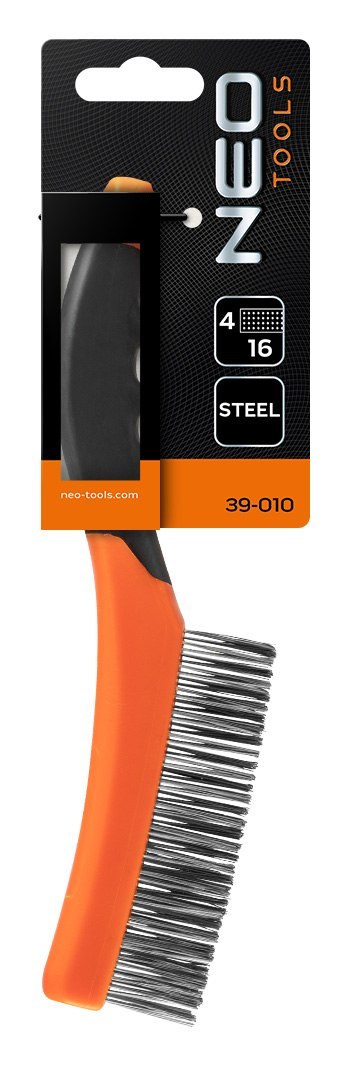 Szczotka druciana, drut stalowy, 4x16 rzędów NEO TOOLS