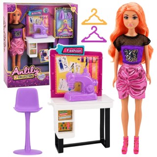 Lalka Anlily Krawcowa Projektantka Mody Maszyna Do Szycia Meble Akcesoria LEAN TOYS