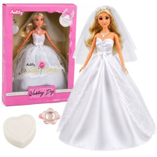 Lalka Anlily Panna Młoda W Sukni Ślubnej Biała Z Koronką Akcesoria Zestaw LEAN TOYS