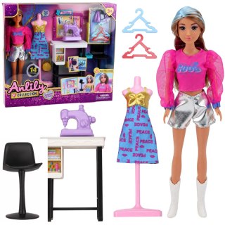 Lalka Anlily Projektantka Mody Ubrań Maszyna Do Szycia Meble Manekin LEAN TOYS