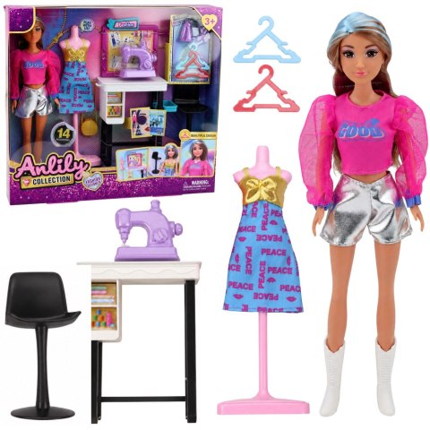 Lalka Anlily Projektantka Mody Ubrań Maszyna Do Szycia Meble Manekin LEAN TOYS