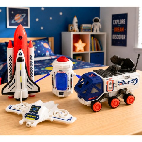 Zestaw Kosmiczny Rakieta Wahadłowiec Dron Astronauta Satelita Pojazd LEAN TOYS