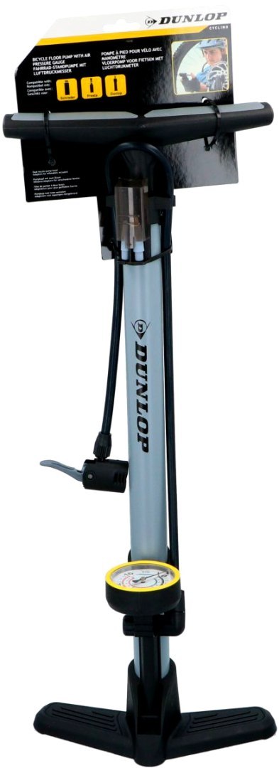 POMPKA WARSZTATOWO ROWEROWA DUNLOP 230Psi (16Bar) Z MANOMETREM SZARA
