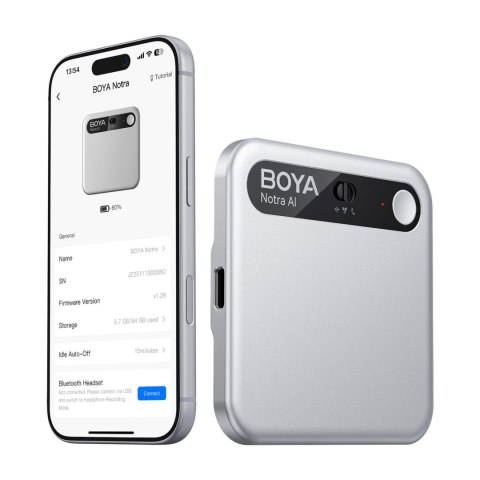 Rejestrator głosu z transkrypcją AI 64GB 610mAh - srebrny