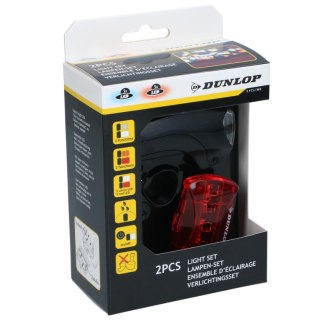 ZESTAW LAMP ROWEROWYCH LED PRZÓD TYŁ DUNLOP