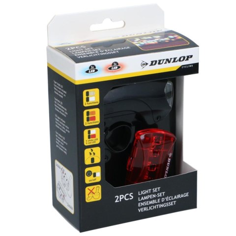 ZESTAW LAMP ROWEROWYCH LED PRZÓD TYŁ DUNLOP